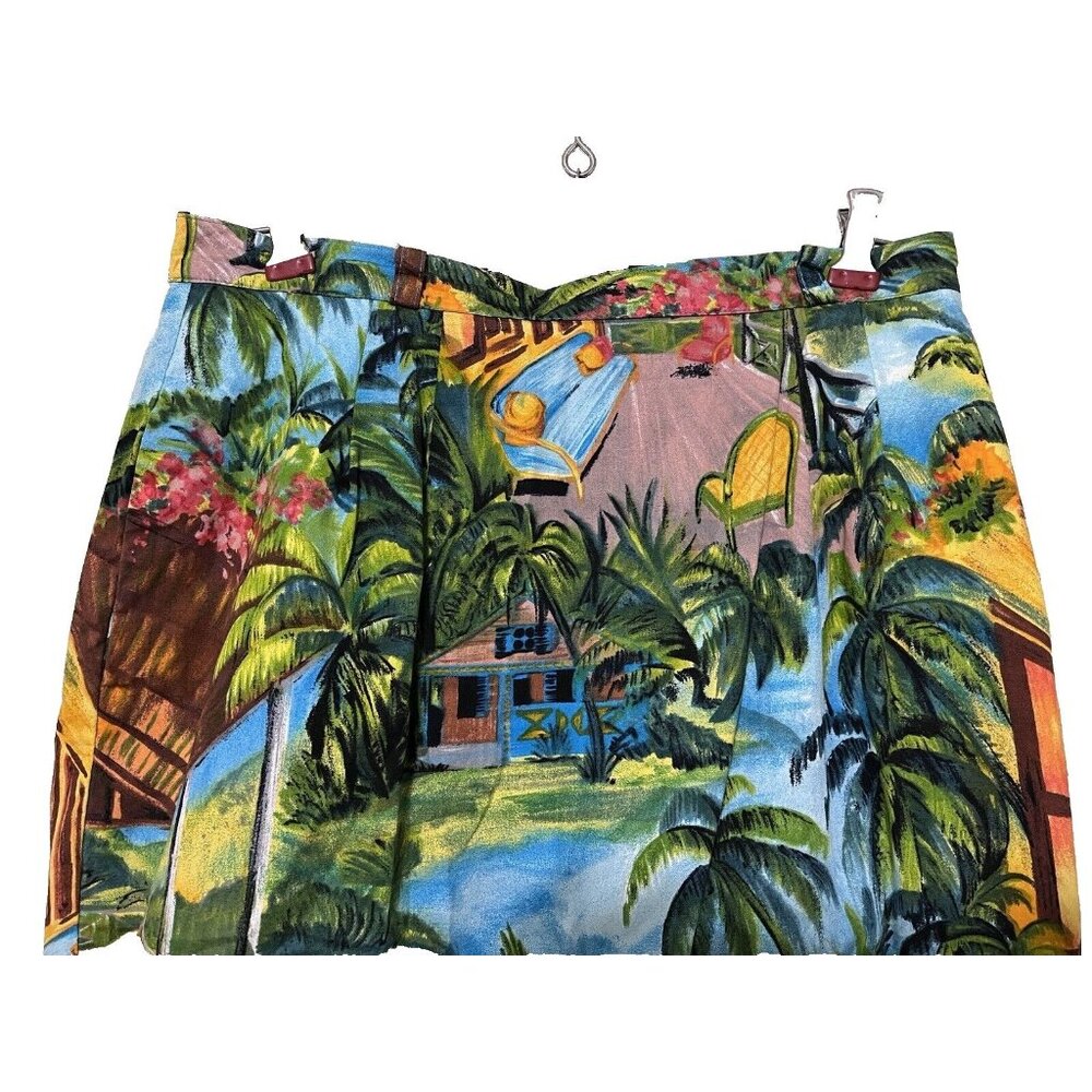 Vtg Sharon Young Tropical Hawaiian Tiki Print Straight Pencil Midi Skirt 14 - Picture 4 of 15